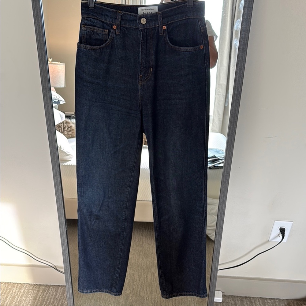 Reformation Blue Straight Leg Jeans High-Rise